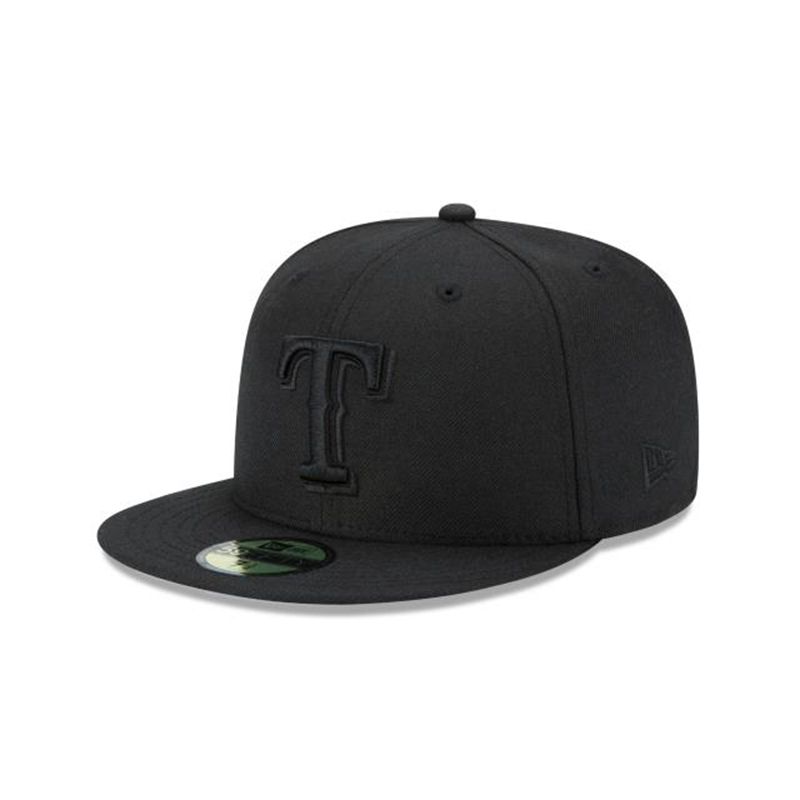 MLB Texas Rangers Black On Black 59Fifty Fitted (HMQ3616) - Black New Era Caps